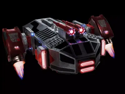 Spacecraft with Thrusters 3D model