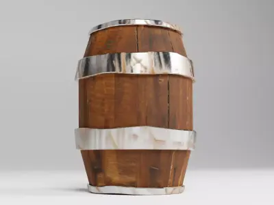 Stylized Wooden Barrel PBR Game Ready Prop Low-poly 3D model
