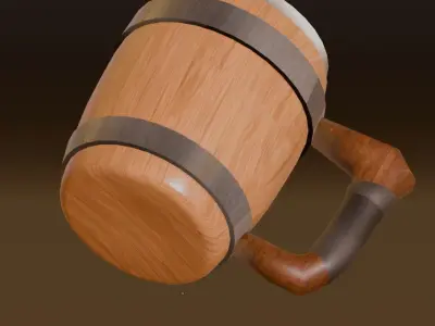 Wooden Glass Low-poly 3D model