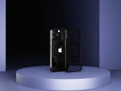 Black Transparent Iphone cover with MagSafe Low-poly 3D model