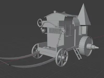 Horse Cart 3D Model Low-poly 3D model