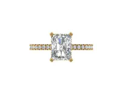 Emerald Solitaire Ring 3D print model 33