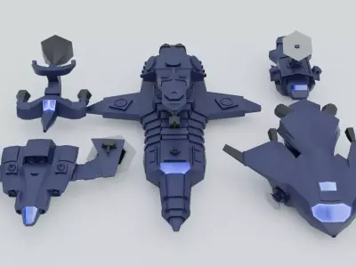 Low Poly Spaceship Pack Low-poly 3D model purchase