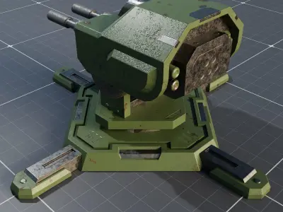 Free Sci-fi Game-Ready Turret Model - Low Poly Asset for Games Free low-poly 3D model