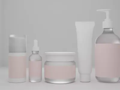 Skincare product bottles 3D model