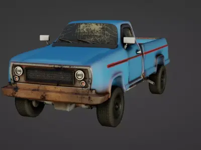 Rusty old farm truck Low-poly 3D model