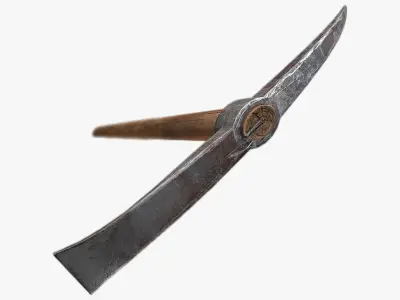 Pickaxe PBR wooden axe Low-poly 3D model