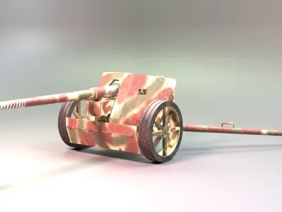 Pak 40 Anti-Tank Gun Low-poly 3D model