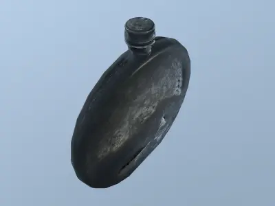 Old flask whiskey Low-poly 3D model