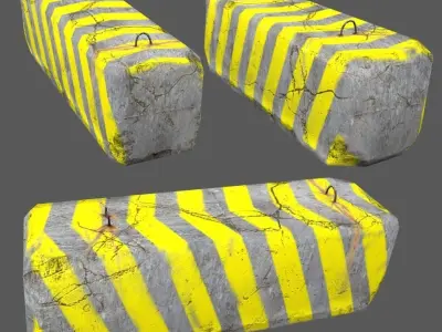 barrier striped block Low-poly 3D model