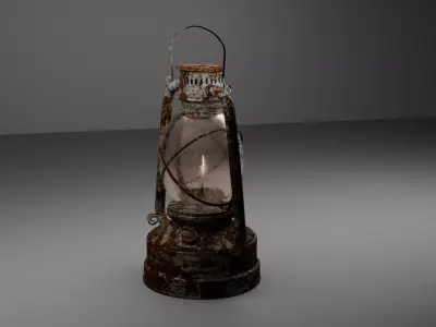 Old Rusty Kerosene Lantern Low Poly 3D  Game Ready  VR   AR Low-poly 3D model