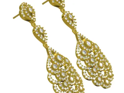 Antique Art Deco Diamond Stud Earring 3 3D print model