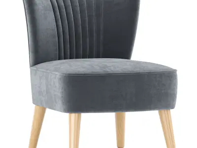 Armless Accent Chair Modern Velvet Leisure Chair 3D model