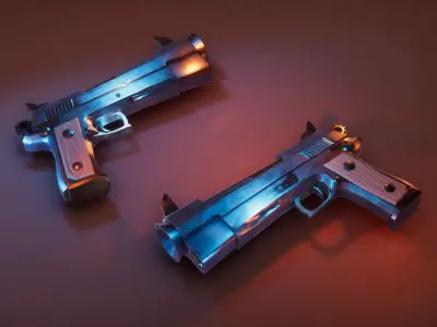 Stylized Pistol Low-poly 3D model