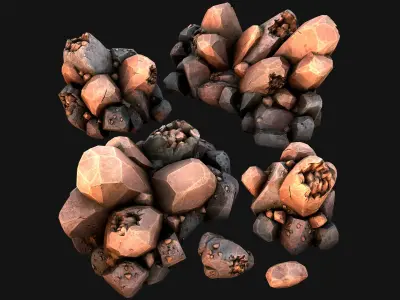 Copper Ore Metal Deposits for Mine Low-poly 3D model