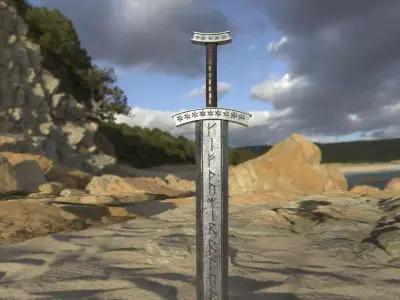 Engraved Viking Sword Low-poly 3D model