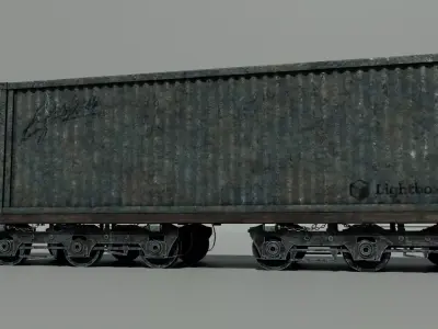 Diesel Locomotive Freight Train 3D Model 3D model