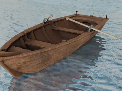 Wooden boat Free low-poly 3D model by goldenztuff