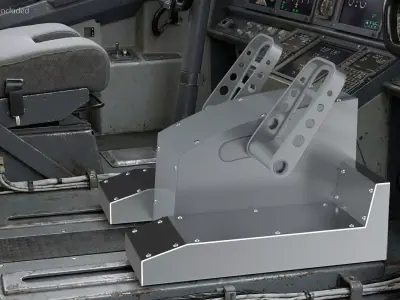 Cockpit Rudder Pedals System Simplified 3D model