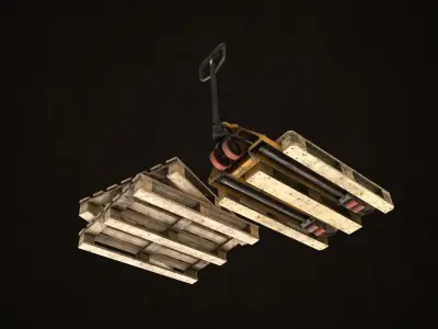 Pallet Jack with Pallets Low-poly 3D model