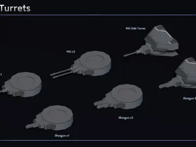 Scifi Tank Modular Equipment Low-poly 3D model