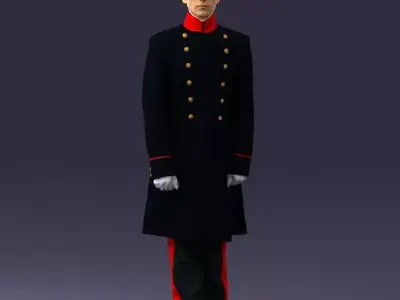 Man in full military uniform 0179 3D model