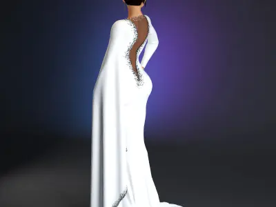 Evening Dress in 3DS Max - Marvelous Designer and clo3d No - 19  3D model