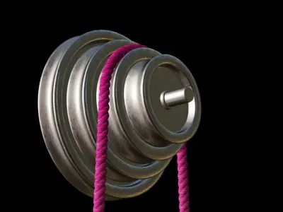 Mechanical Pulley Animated 5 3D model