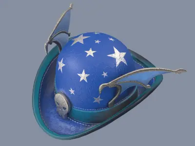 Enchanted Blue Witch Hat 3D model