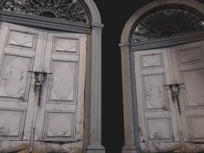 Old door in a house entrance to a house high poly 3D model