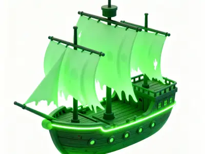 Stylized Ghost Pirate Ship 3D Model 3D Model Low-poly 3D model