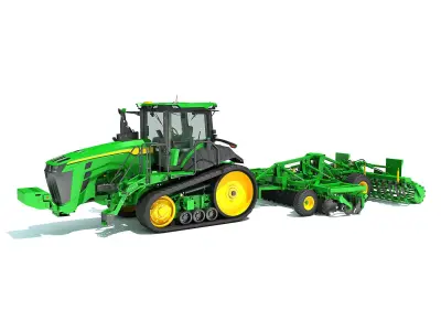 Tractor with Trailed Disc Harrow 3D model
