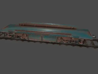 train 1 metal conveyor belt Low-poly 3D model