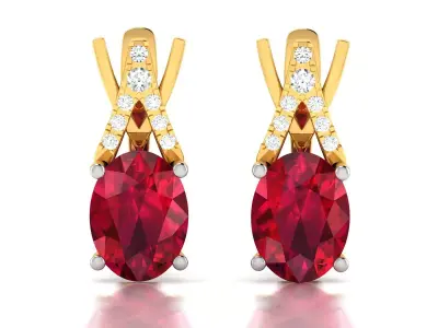 Women Oval Diamond Earrings 3dm STL OBJ FBX Render Details 3D print model