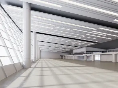 lowpoly interior space hall 15 Low-poly 3D model