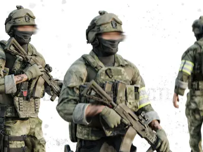 MILITARY Game Ready Character Russian Tactical Soldier Low-poly 3D model