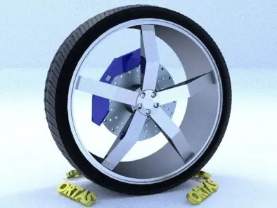 ORTAS CAR RIM 51 GAME READY RIM TIRE AND DISC 3D model