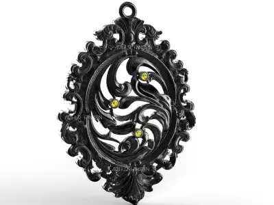 Vintage Oval Pendant 3D print model
