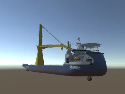 Jumbo heavy lift crane vessel low-poly 3d model Low-poly 3D model