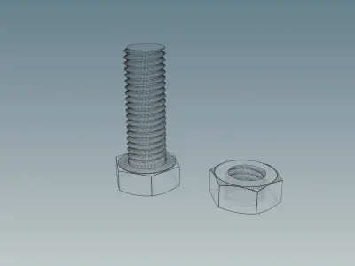 Screw with Nut M10X1-5 Free 3D model
