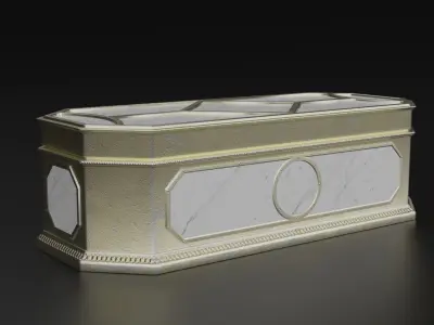Antique rectangular jewellery box with gold plated ornate S Low-poly 3D model