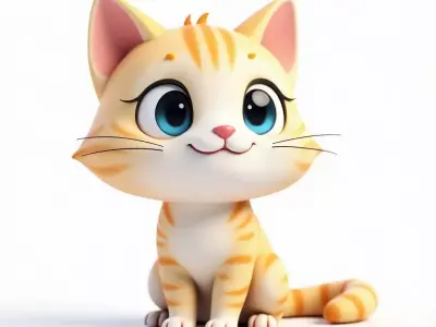 Stylized Ginger Tabby Cat - Cute Character 3D Model Low-poly 3D model