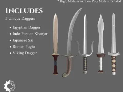 Ancient Collection Weapons Daggers 3D Model Pack