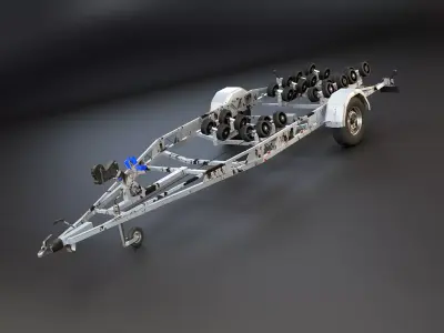 Used Aged Boat Trailer 3D model