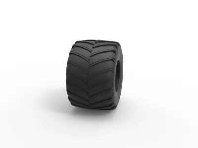 Monster Jam tire 10 Scale 1 to 25 3D print model