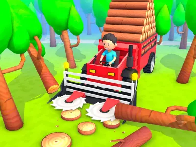 Wood Cutting Truck Low-poly 3D model