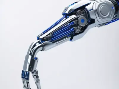 Cybernetic Arm Chrome Blue Wires 3D model