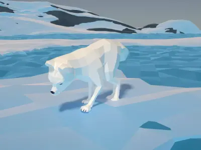 Snow fox stylized lowpoly Low-poly 3D model
