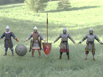 Warrior Russian Low-poly 3D model
