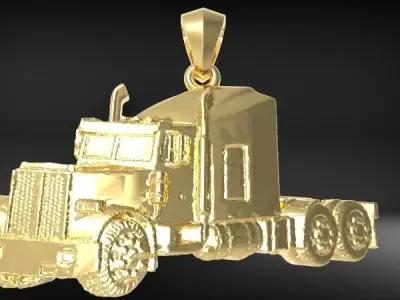 Hollow Semi Trailer Truck Pendant Necklace Jewelry 3D print model
